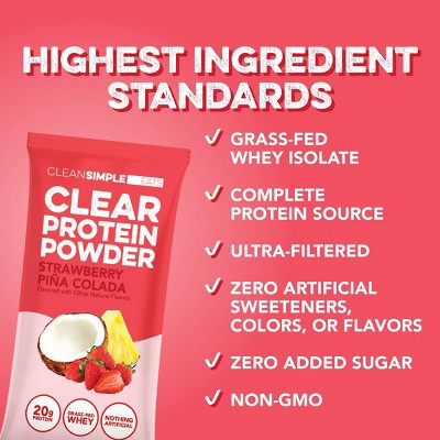 Clean Simple Eats Clear Protein Powder Strawberry Pina Colada - 0.98oz/1 Stick