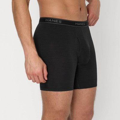 Hanes Premium Men's Cotton Stretch Boxer Briefs - Black L