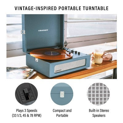 Crosley Voyager Bluetooth Vinyl Record Player - Washed Blue
