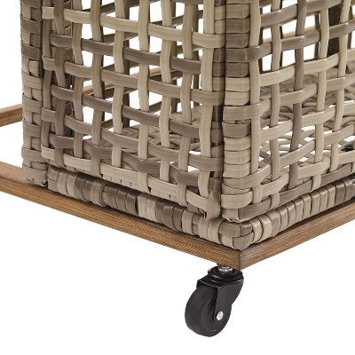 Ridley Outdoor Wicker & Metal Pool Storage Caddy - Gray - Crosley (LOCAL PICKUP ONLY)