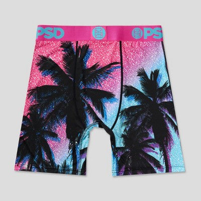 PSD Men's 2pk Aloha Sunrise Money Palms Boxer Briefs - Purple Money Palm/Pink S