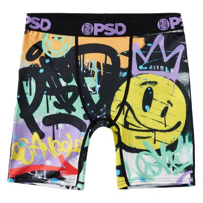 PSD Boys' 2pk Spray Paint Printed Boxer Briefs - Black/Purple/Yellow XL