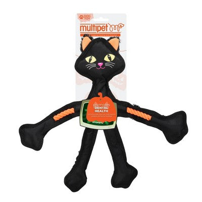 Multipet Skelerope Black Cat Interactive Plush Dog Toy - Black