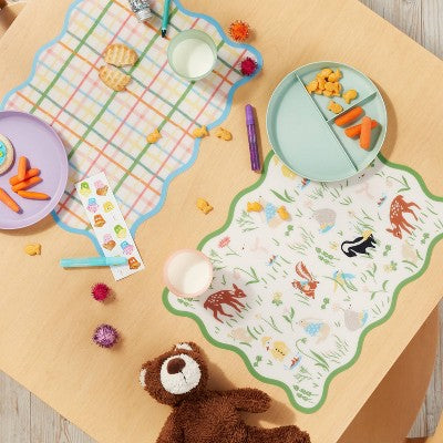 2pk Print and Gingham Placemat Green - Pillowfort
