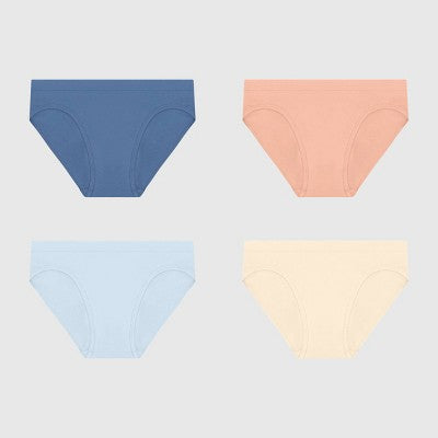 Hanes Girls' 4pk Tween Seamless Bikini Underwear - Blue/Pink XL