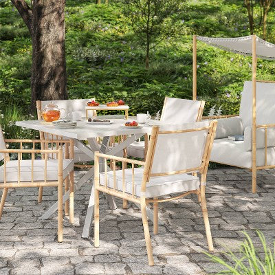 Seabury Steel 4 Person Square Patio Dining Table, Outdoor Furniture - White - Threshold (LOCAL PICKUP ONLY)