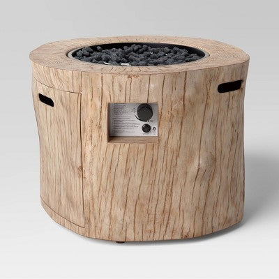 Weathered/Natural Finish Statement LP Round Outdoor Fire Table Natural - Threshold: Patio Heater, Lava Rocks Included (LOCAL PICKUP ONLY)
