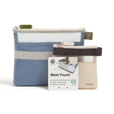 U Brands 2pk 7"x5.8" and 4.2"x4.2" Micro Mesh Stash Pouch Haze/Sand