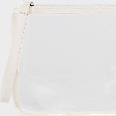 Clear Pouch Wristlet - A New Day Cream: Faux Leather TPU Zip Wallet
