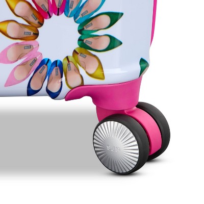 Sarah Jessica Parker Hardside Expandable Carry On Spinner Suitcase - White Shoe Wheel
