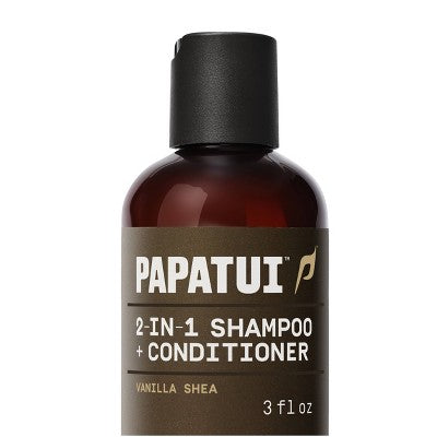 Papatui Men's Paraben-Free and Sulfate-Free 2-in-1 Shampoo + Conditioner - Trial and Travel Size - Vanilla Shea - 3 fl oz