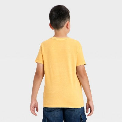 Boys' Short Sleeve Pocket T-Shirt Cat & Jack Light Gold L Husky
