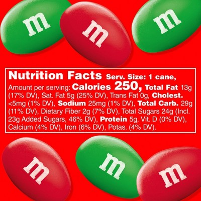 M&M's Peanut Chocolate Christmas Candy Cane - 1.74oz
