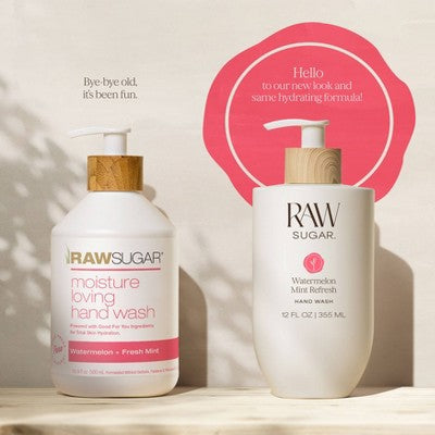 Raw Sugar Gentle Hand Wash - Watermelon Mint Refresh - 12 fl oz: Vegan, Pump Bottle, For Normal to Sensitive Skin