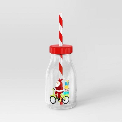 12oz Christmas Santa Tumbler with Straw Red - Wondershop: BPA-Free Kids Cup, Dishwasher-Safe, Holiday Drinkware