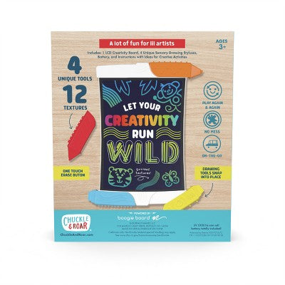 Chuckle & Roar LCD Lil Artist Creativity Kit - Reusable LCD Drawing Tablet with Sensory Texture Tools for Kids, Ages 3+