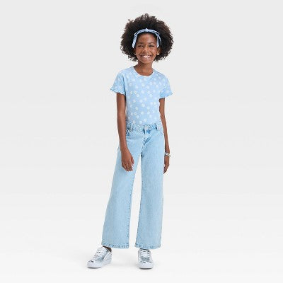 Girls' Short Sleeve Textured Knit 'Daises' T-Shirt  XS