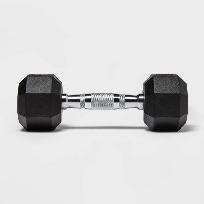 Hex Dumbbell 8lbs Black - All In Motion: Rubber Coated, Chrome Handle, Arm Workout