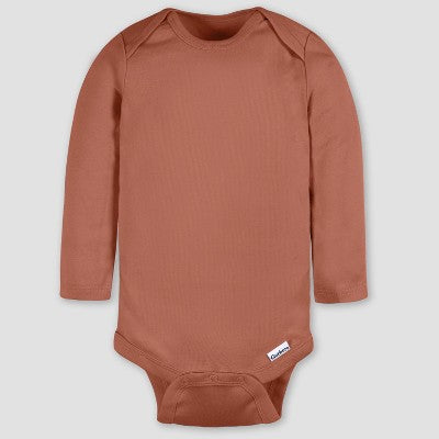 Gerber Baby 4pk Long Sleeve Onesies - Blue/Gray 3-6M: Cotton Knit Pullover Bodysuits