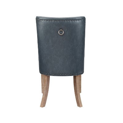 Axbridge Nailhead Trim Side Chair Faux Leather Navy - Powell: Elegant Dining Chairs, Set of 2, Birchwood Legs (LOCAL PICKUP ONLY)