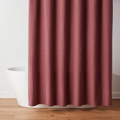 Waffle Weave Shower Curtain Dark Mauve - Threshold