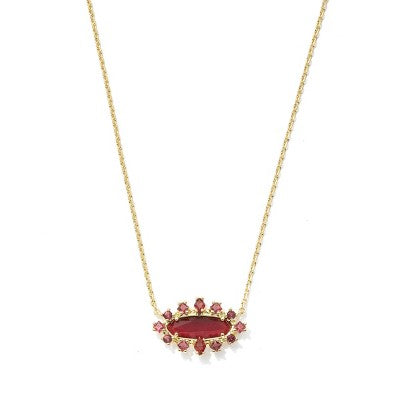 Kendra Scott Eva Crystal Framed Pendant Necklace - Red Mix