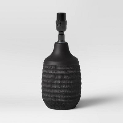 12.25"x5.25" Small Textured Ceramic Lamp Base Black - Threshold: Chic Raised Design, ETL Listed