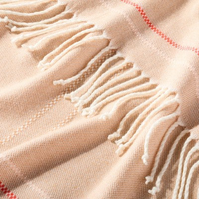Fringed Stripe Throw Blanket Blush - Hearth & Hand with Magnolia