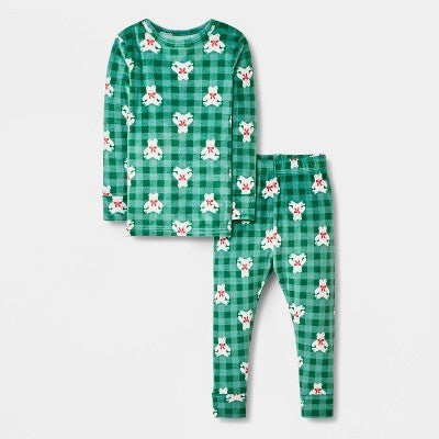 Toddler 2pc Snow Bears Snuggly Soft Pajama Set - Green 18M