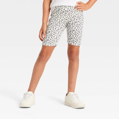 Girls' Ribbed Floral Bike Shorts - Cat & Jack Cream XXL