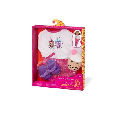 Our Generation Best Teas Pajama Outfit & Bubble Tea Plush for 18" Dolls