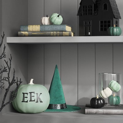 12" Velvet Green Witch Hat Halloween Decorative Prop - Hyde & EEK! Boutique
