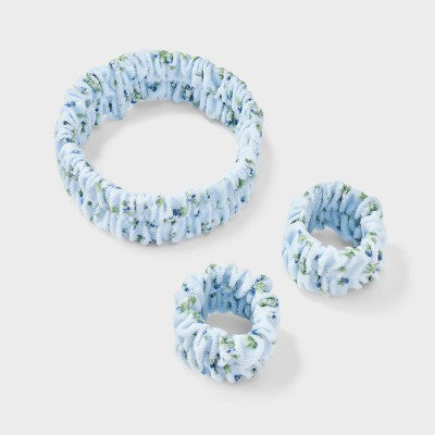 Hair Headwrap with Cuffs Set 3pc - Wild Fable Blue Floral
