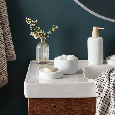 Modern Resin Bath Canister Wood Top - Threshold