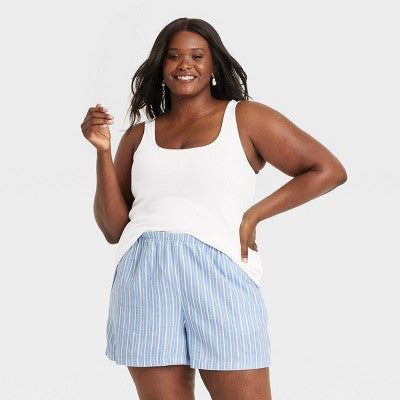 Women's Slim Fit Layered Tank Top - A New Day White XXL: Cotton Modal Blend, Scoopneck, Knit Rib