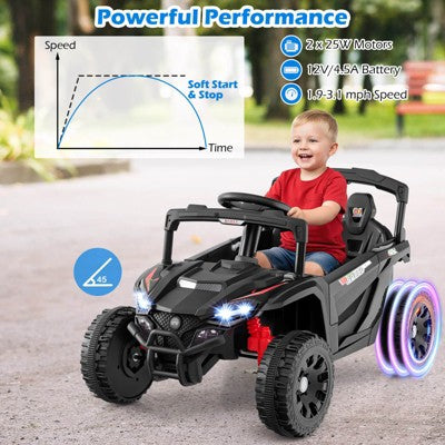 Costway 12V Kids Ride On Car Battery Powered Electric Remote Control LED Lights Music Black (LOCAL PICKUP ONLY)