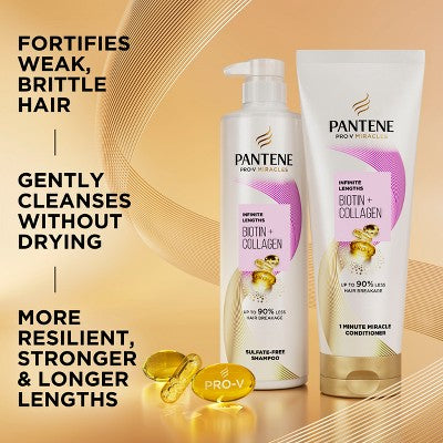 Pantene Pro-V Miracles Infinite Lengths Biotin + Collagen Shampoo Sulfate Free - 13.5 fl oz
