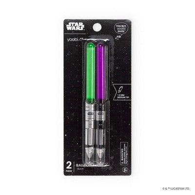 Yoobi Star Wars Writing Set 2pk Green & Purple Lightsaber, School Supplies