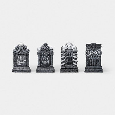 4pk Tombstones Outdoor Decorative SculptureBlack/White - Hyde and EEK! Boutique: Halloween