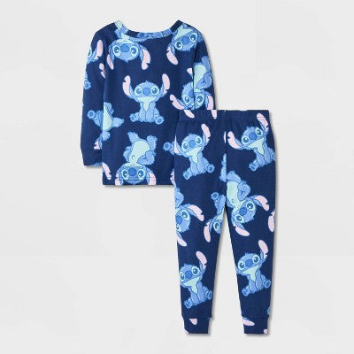 Toddler 4pc Lilo & Stitch Cotton Pajama Set - Blue/White 18M