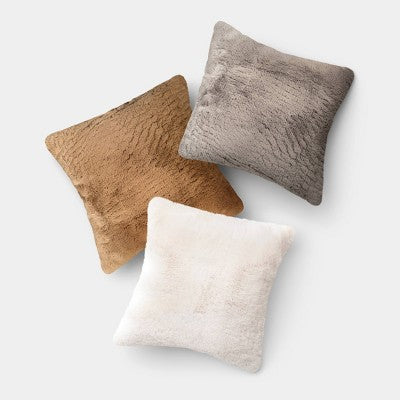 Oversized Square Soft Density Faux Shearling Throw Pillow Camel - Threshold (LOCAL PICKUP ONLY)