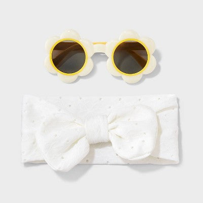 Toddler Girls' Flower Sunglasses & Headband Set - Cat & Jack Yellow/White