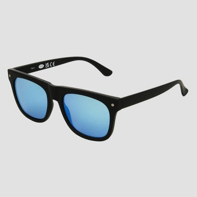 Men's Matte Plastic Square Sunglasses - Original Use Black: Scratch-Resistant, UV Protection, Recycled Frame