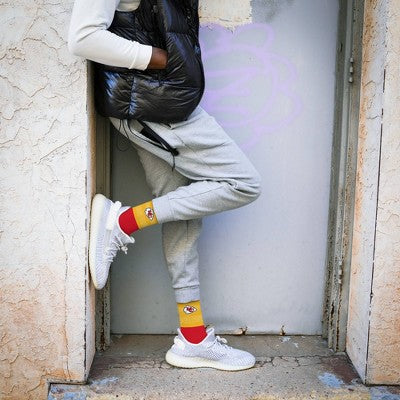 NFL Kansas City Chiefs Youth Mixer Crew Socks: Cushioned Heel & Toe, Kids Size 7-9