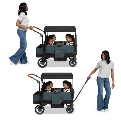 Radio Flyer Pathfinder+ Quad 4 Seat Stroller Wagon - Steel Gray: All-Terrain Tires, Adjustable Harness, EVA Wheels, Foot Operated Brake (LOCAL PICKUP ONLY)