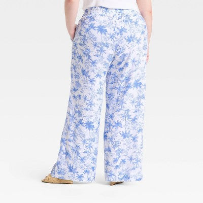 Women's Linen Wide Leg Pull-On Pants XXL