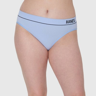 Hanes Originals Women's 3pk Seamless Rib Bikini Underwear - Blue/Green/White XL