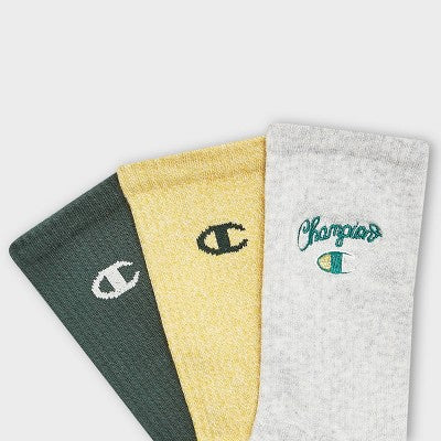 Champion Women's Embroidered 3pk Crew Socks - Gray