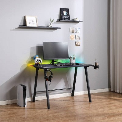 Gaming Desk with LED Lights and Headphone Holder Black - Room Essentials (LOCAL PICKUP ONLY)