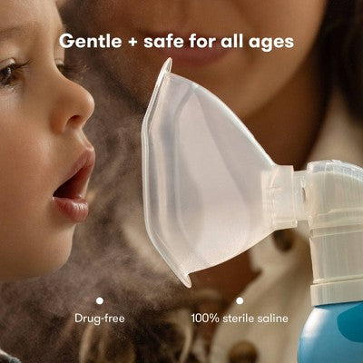 Frida Baby Saline Mist Nasal Inhaler, Decongestant for Congestion Allergy Relief for Babies Kids with Mask